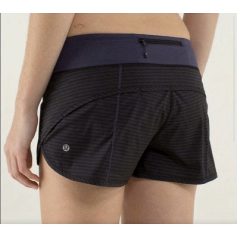 Lululemon Athletica Black & Blue Run Speed Athletic Shorts For Performance - Picture 2 of 9